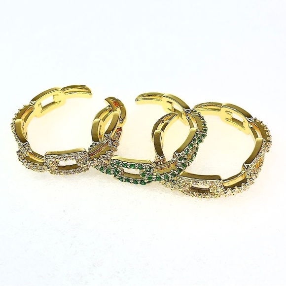 BRAND New 18K Gold Plated Cubic Zirconia 3 Rings Stackable size 7 - Picture 4 of 5